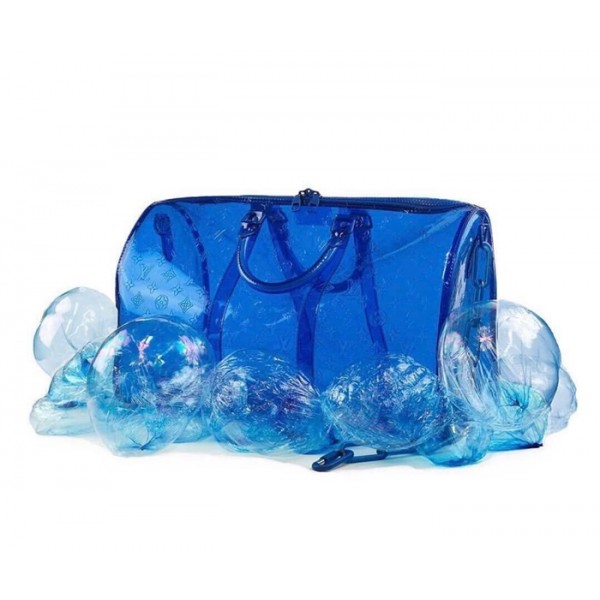 ✨Louis Vuitton 2019 PVC Keepall Bandouliere Bag,50cm - 루이비통 2019 PVC 키폴 반둘리에 남여공용 여행가방,M53271,LOUB1275 ,50 cm,블루