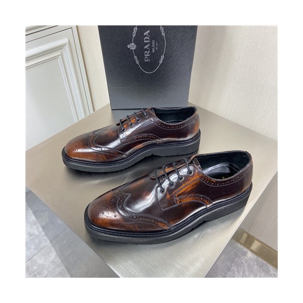 ✨Prada 2021 Men's Leather Derby Shoes,PRAS0807 - 프라다 2021 남성용 레더 더비슈즈,Size(240-270),브라운