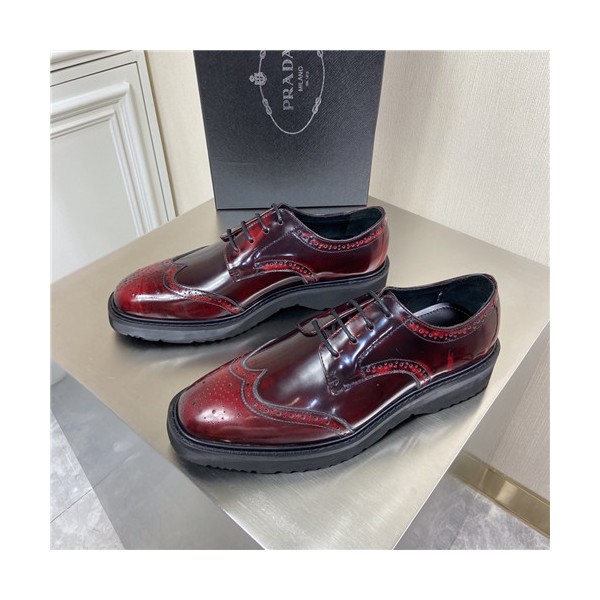 ✨Prada 2021 Men's Leather Derby Shoes,PRAS0808 - 프라다 2021 남성용 레더 더비슈즈,Size(240-270),레드