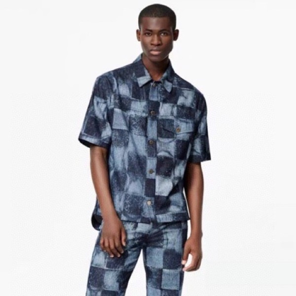 ✨루이비통 남성 블루 반팔 셔츠 - Mens Blue Tshirts - lou05145x