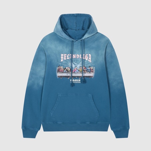 ✨발렌시아가 남/여 캐쥬얼 블루 후드티 - Unisex Blue Hoodie - bal01687x