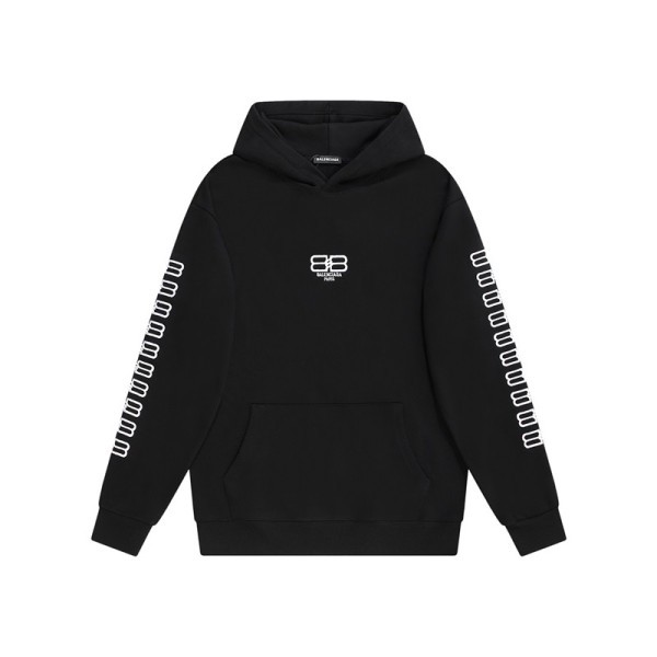 ✨발렌시아가 남/여 캐쥬얼 블랙 후드티 - Unisex Black Hoodie - bal01694x