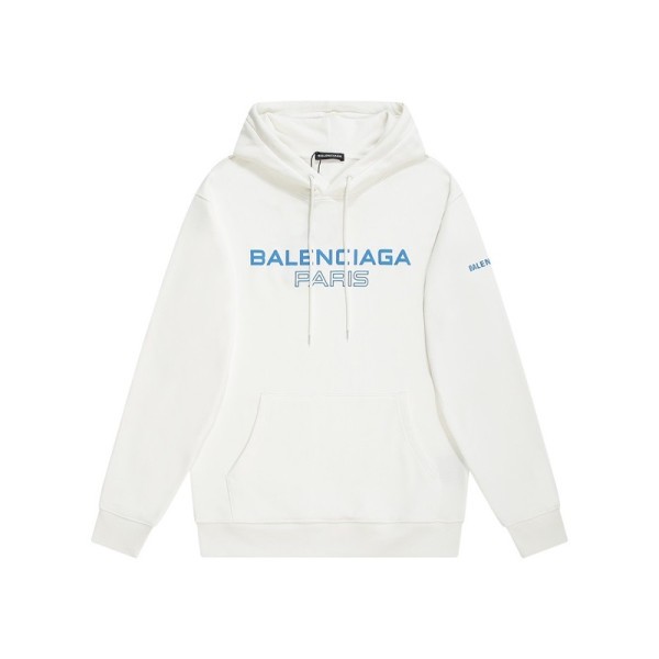 ✨발렌시아가 남/여 캐쥬얼 화이트 후드티 - Unisex White Hoodie - bal01696x