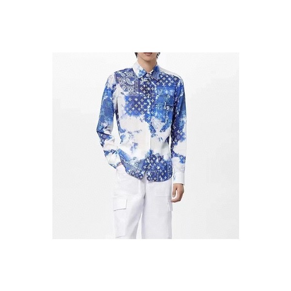 ✨루이비통 남성 이니셜 블루 셔츠 - Louis vuitton Mens Blue Tshirts - lou05262x