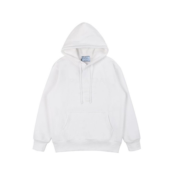 ✨프라다 남/녀 캐쥬얼 화이트 후드티 - Prada Unisex White Hoodie - pra02874x