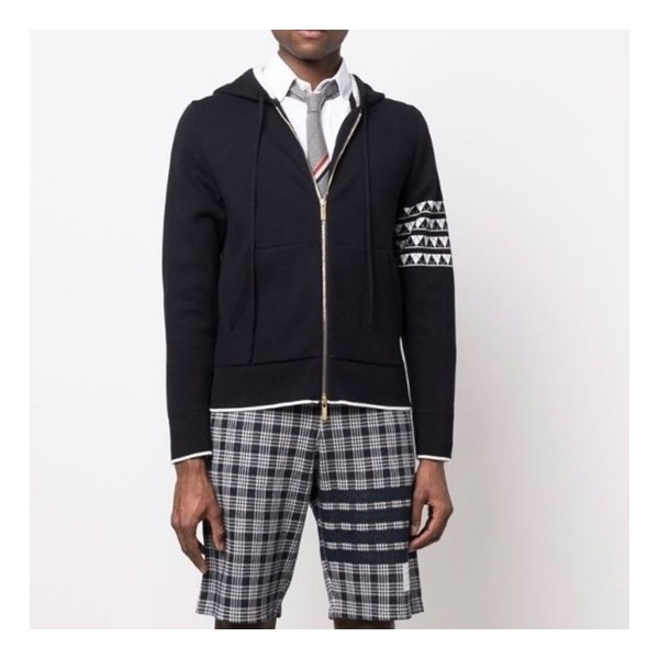 ✨톰브라운 남성 네이비 집업 후드티 - Thom Browne Mens Navy Hoodie - tom0643x