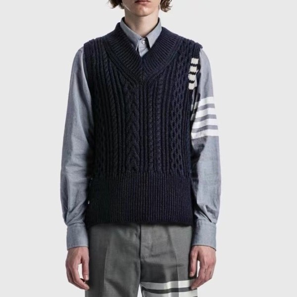 ✨톰브라운 남성 브이넥 베스트 - Thom Browne Mens Navy Vest - tho649x