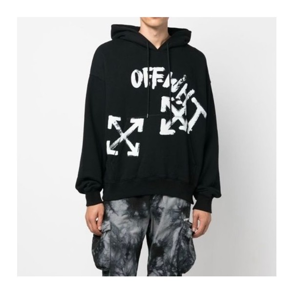 ✨오프화이트 남성 캐쥬얼 블랙 후드티 - Off-white Mens Black Hoodie - off0874x