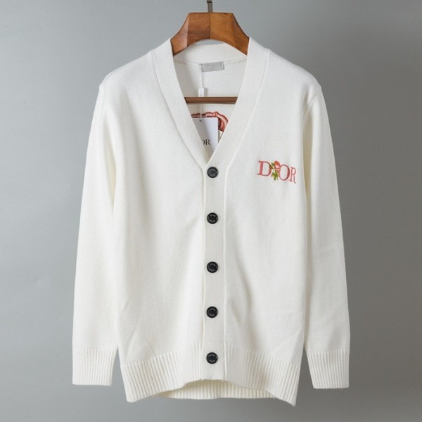 ✨디올 남성 화이트 브이넥 가디건 - Dior Mens White Cardigan - di12x
