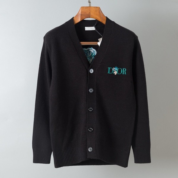 ✨디올 남성 블랙 브이넥 가디건 - Dior Mens Black Cardigan - di15x