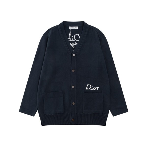 ✨디올 남/녀 네이비 크루넥 가디건 - Dior Unisex Navy Cardigan - di53x