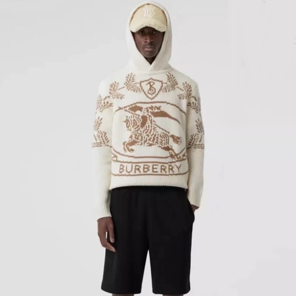 ✨버버리 남성 클래식 아이보리 후드니트 - Burberry Mens Ivory Hoodie - bu13x