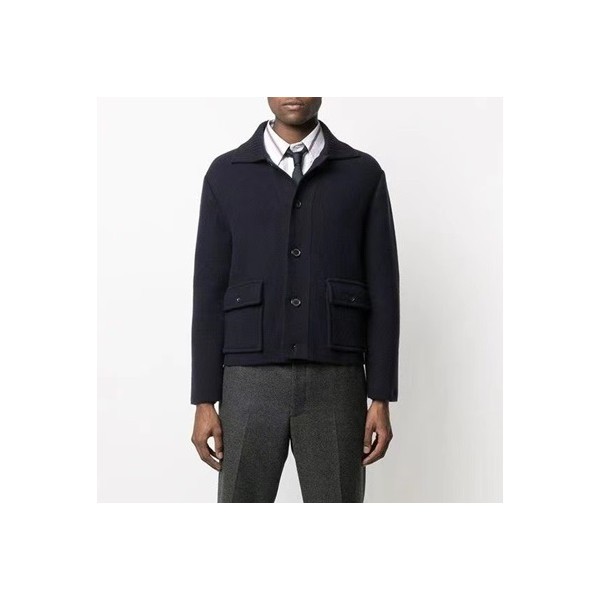 ✨톰브라운 남성 네이비 폴로 가디건 - Thom Browne Mens Navy Cardigan - th18x