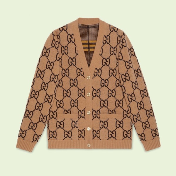 ✨구찌 남/녀 브이넥 카멜 양면 가디건 - Gucci Unisex Camel Cardigan - gu122x