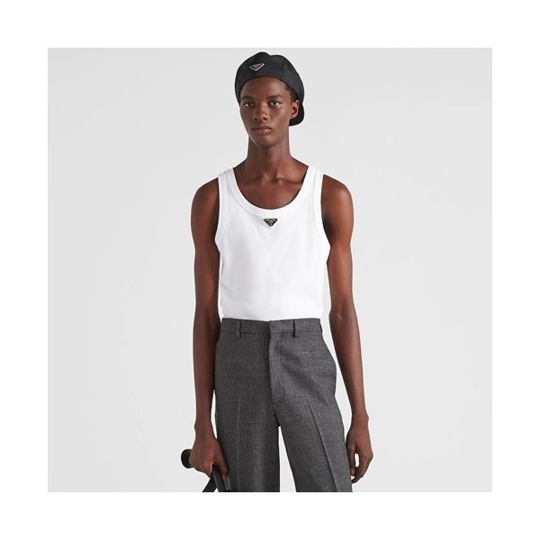 ✨프라다 남성 화이트 나시 - Prada Mens Beige Shortless Tshirts - pr381x