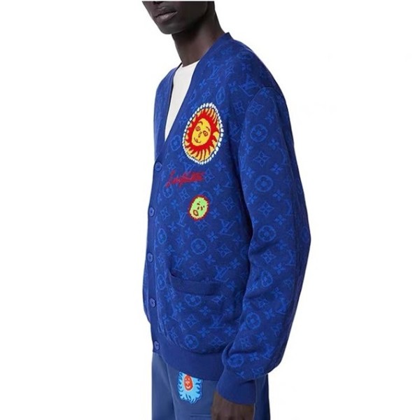 ✨루이비통 남성 블루 브이넥 가디건 - Louis vuitton Blue Cardigan - lv775x