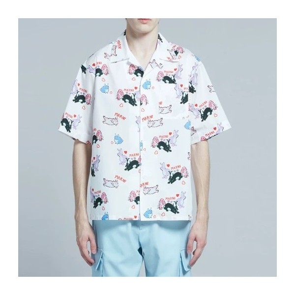 ✨마르니 남성 화이트 반팔 셔츠 - Marni Mens White Shirts - Mar15x