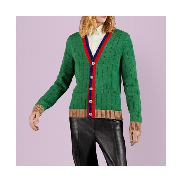 ✨구찌 남성 그린 브이넥 가디건 - Gucci Mens Green Cardigan - gu695x