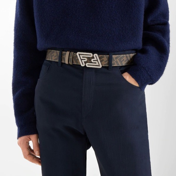 ✨펜디 남성 시그니처 양면 그레이 벨트 - Fendi Mens Gray Belts - fe122x