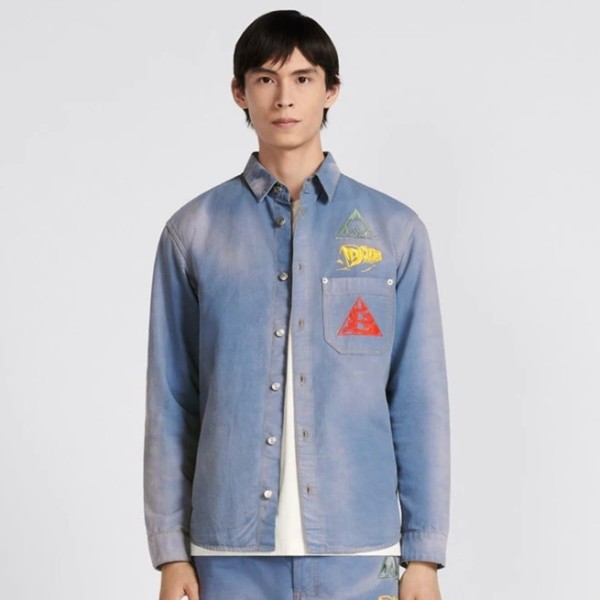 ✨디올 남성 블루 셔츠 - Dior Mens Blue Tshirts - di505x