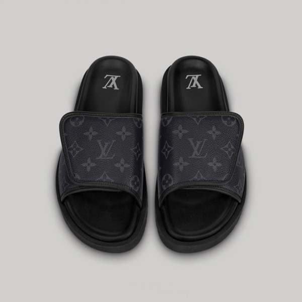 ✨루이비통 남성 블랙 슬리퍼 - Louis vuitton Mens Black Slippers - lv1688x