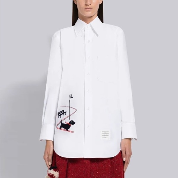 ✨톰브라운 여성 화이트 셔츠 - Thom Browne Womens White Tshirts - tom76x