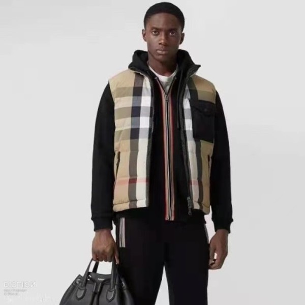 ✨버버리 남성 블랙 패딩 양면조끼 - Burberry Mens Black Down Vest - bu294x