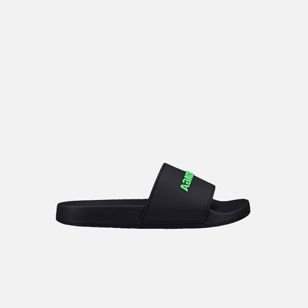 ✨발렌시아가 남성 블랙 그린 풀 슬라이드 샌들 【매장-80만원대】 - Balenciaga Mens Black Slippers - ba631x