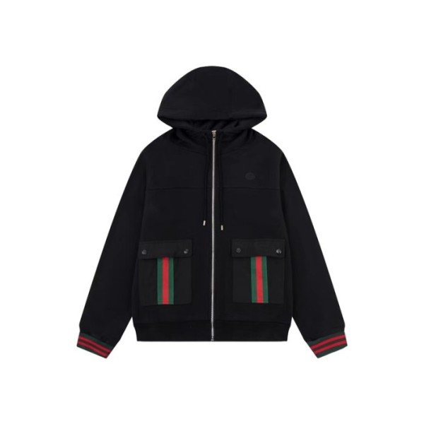 ✨구찌 남성 블랙 집업 후드티 - Gucci Mens Black Zipup Hoodie - gu1009x