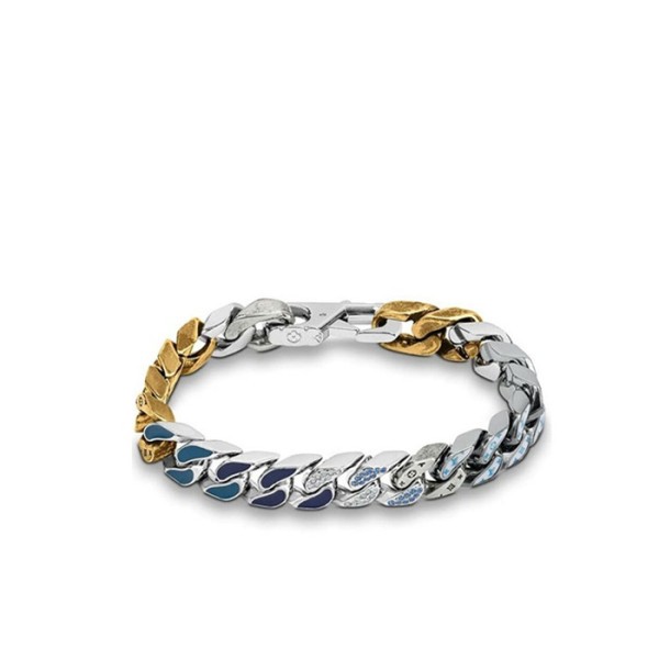 ✨루이비통 남성 모노그램 체인 브레이슬릿 실버 【매장-400만원대】 - Louis vuitton Mens White Gold Bangle - acc267x