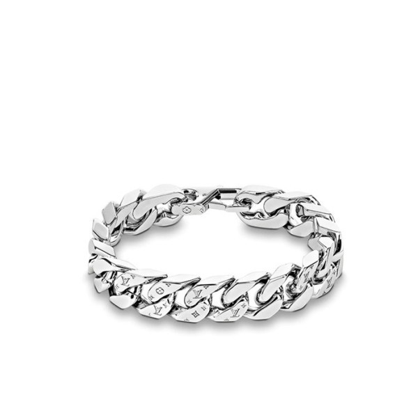 ✨루이비통 남성 모노그램 체인 링크 팔찌 실버 M69988 【매장-160만원대】 - Louis vuitton Mens White Gold Bangle - acc268x