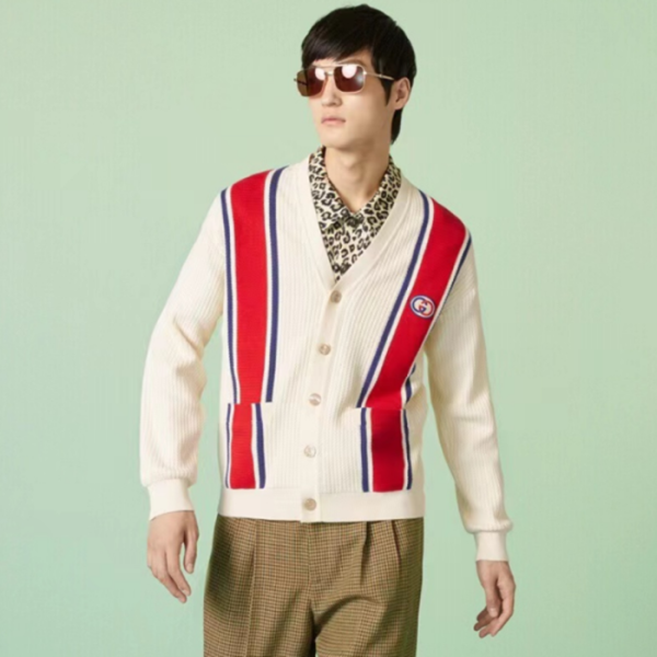 ✨구찌 남성 아이보리 브이넥 가디건 - Gucci Mens Ivory Cardigan - gu1019x