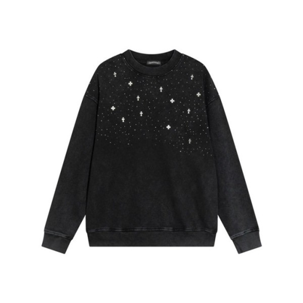 ✨크롬하츠 남성 블랙 맨투맨 - Chrome Hearts Mens Black Tshirts - ch204x