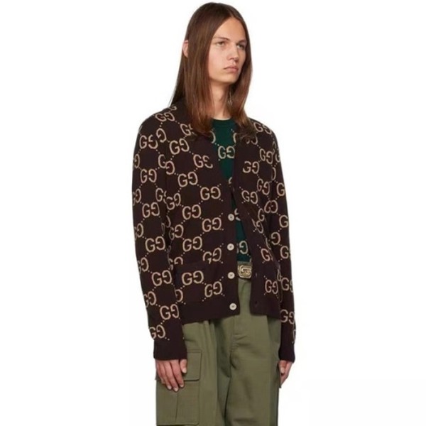 ✨구찌 남성 카키 브이넥 가디건 - Gucci Mens Khaki Cardigan - gu1044x