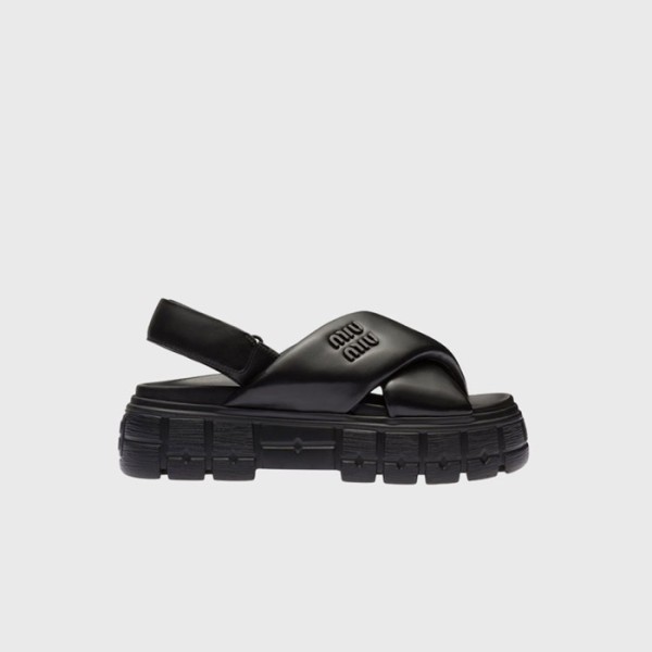 ✨미우미우 여성 스포티 나파 샌들 【매장-170만원대】 - Miumiu Womens Black Sandals - miu307x
