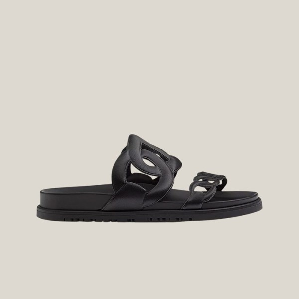 ✨에르메스 여성 엑스트라 시프레 나파 앤 느와르 샌들 【매장-200만원대】 - Hermes Womens Black Slippers - he378x