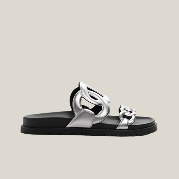 ✨에르메스 여성 엑스트라 시프레 나파 앤 블랑 샌들 【매장-200만원대】 - Hermes Womens Silver Slippers - he381x