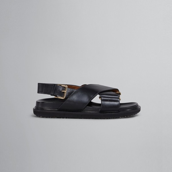 ✨마르니 여성 블랙 가죽 크리스크로스 샌들【매장100만원대】 - Marni Womens Black Sandals - ma18x