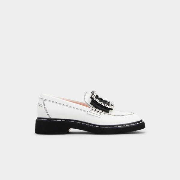 ✨로저비비에 여성 비브 레인저스 스티치 버클 로퍼 RVW54830220 【매장-210만원대】 - Roger Vivier Womens White Loafers - vi16x