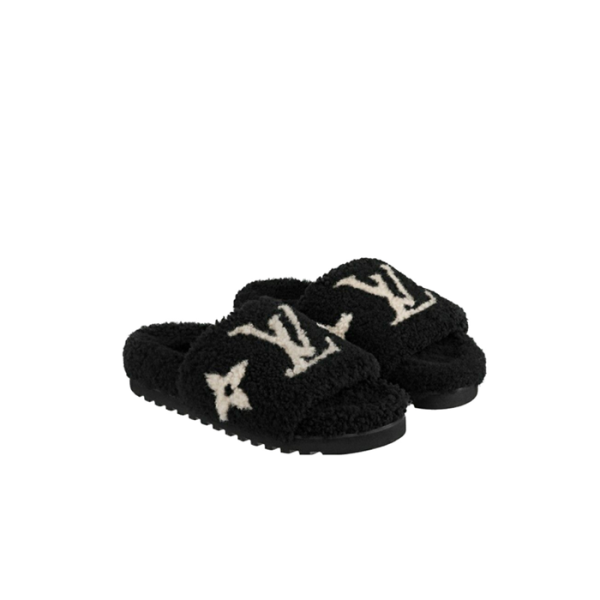 ✨루이비통 여성 봄 디아 플랫뮬 시어링 슬리퍼 【매장-240만원대】 - Louis vuitton Womens Black Slippers - lv1970x