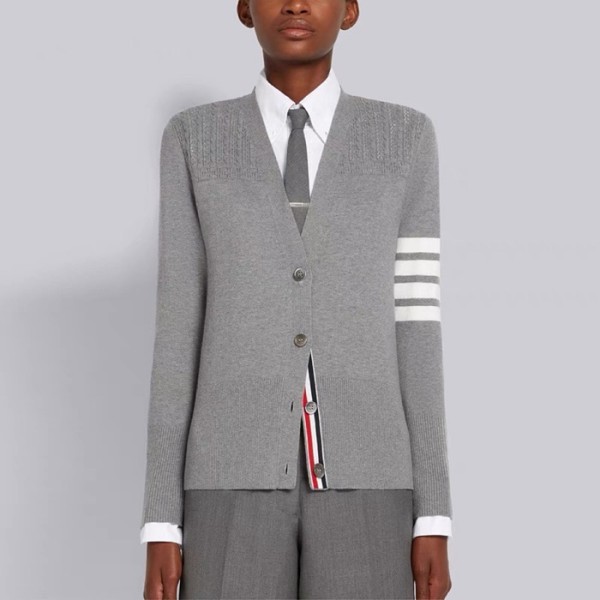 ✨톰브라운 여성 브이넥 그레이 가디건 - Thom Browne Womens Gray Cardigan - th99x