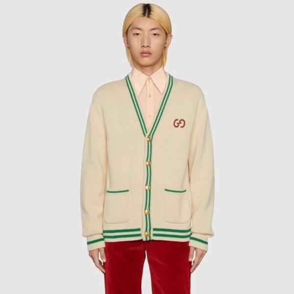 ✨구찌 남성 아이보리 브이넥 가디건 - Gucci Mens Ivory Cardigan - gu1099x