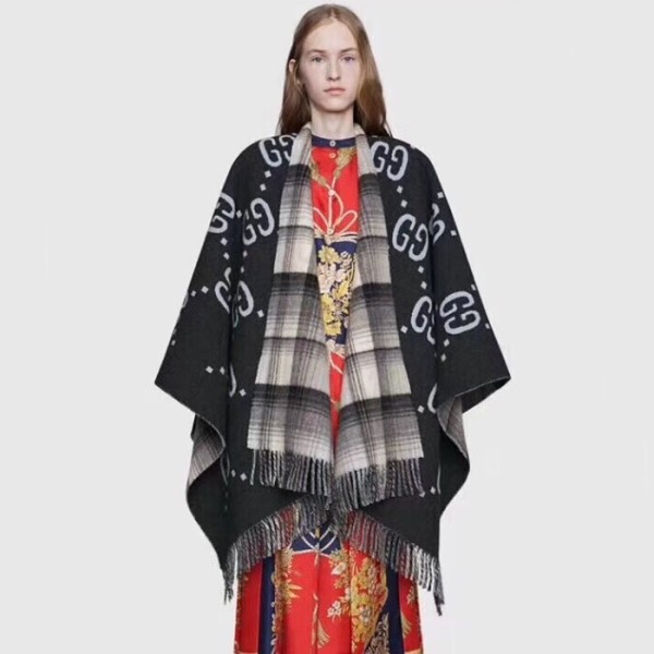 ✨구찌 여성 블랙 양면 판쵸 - Gucci Womens Black Pancho - gu1088x