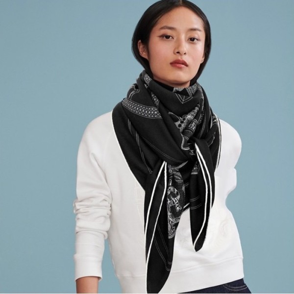 ✨에르메스 여성 블랙 스카프 - Hermes Womens Black Scarf - he515x