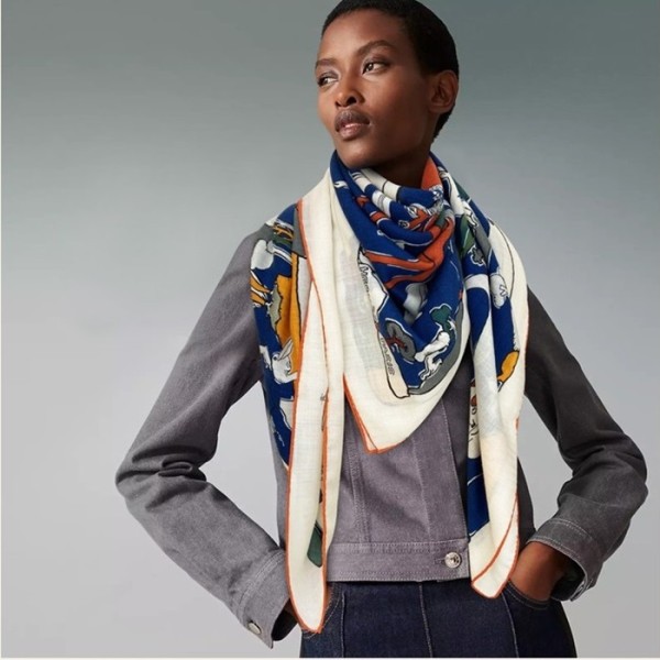 ✨에르메스 여성 블루 스카프 - Hermes Womens Blue Scarf - he520x