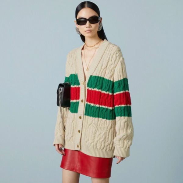 ✨구찌 여성 아이보리 브이넥 가디건 - Gucci Womens Ivory Cardigan - gu1116x