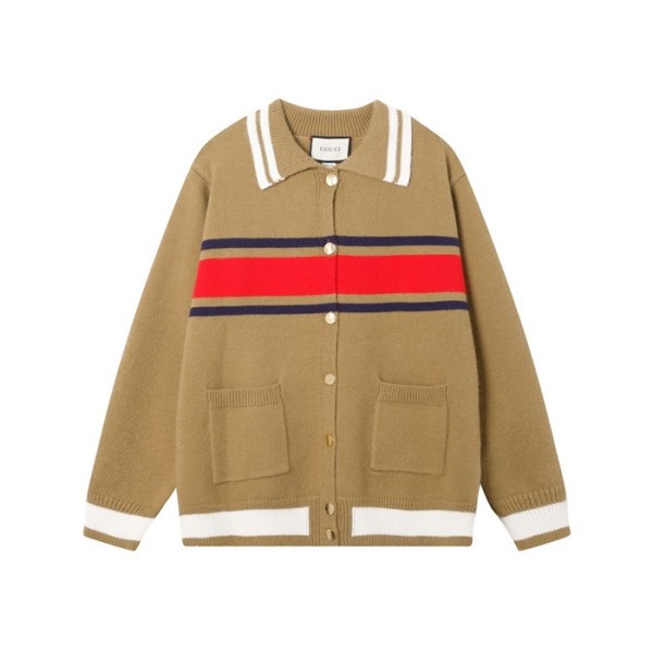 ✨구찌 여성 카멜 폴로 가디건 - Gucci Womens Camel Cardigan - gu1110x