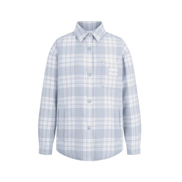 ✨미우미우 남/녀 블루 다운 셔츠 - Miumiu Unisex Blue Down Shirts - miu327x