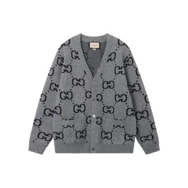 ✨구찌 남성 그레이 브이넥 가디건 - Gucci Mens Gray Cardigan - gu1121x
