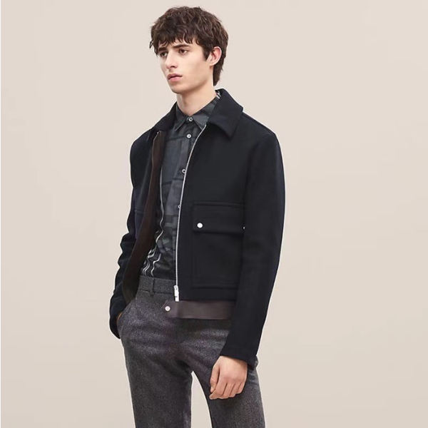 ✨에르메스 남성 모던 블랙 가죽 자켓 - Hermes Mens Black Jackets - he845x